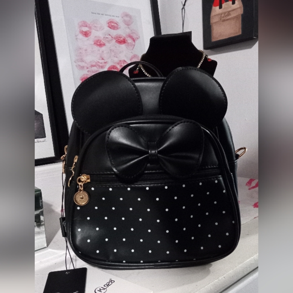 Minnie Mouse Style Polka Dot Bow Backpack  Adjustable Strap